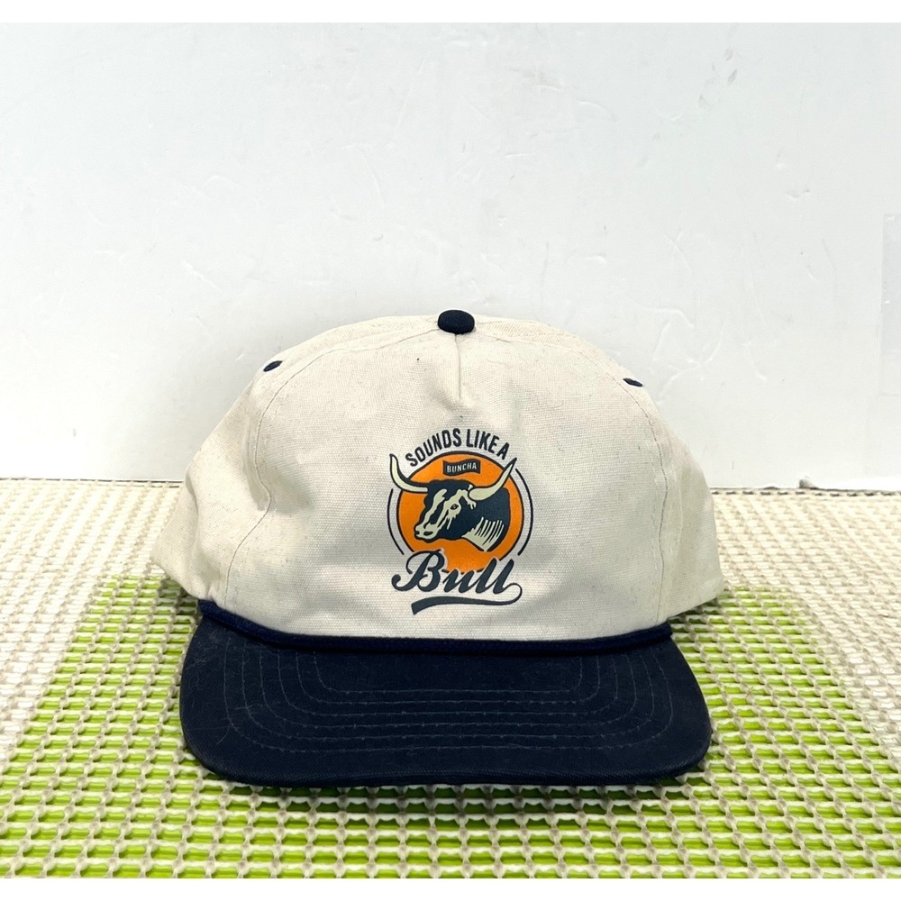 Sendero Provisions Co Sounds Like a Buncha Bull Snapback Hat Cream Navy Blue
